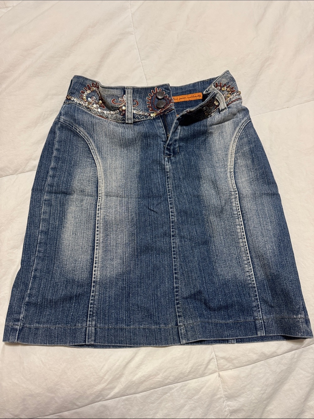 Vintage Y2K Embellished Denim Skirt